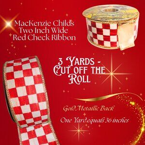 MacKenzie Childs Red Check Ribbon 2" Wide - 3 Yards Cut off the Roll